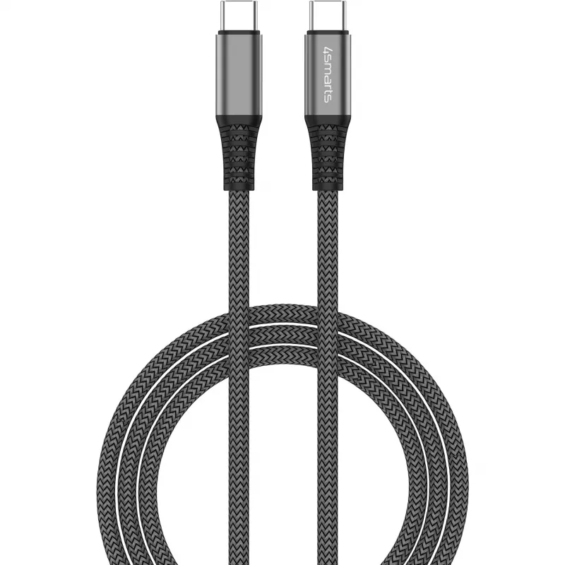 4smarts PremiumCord - USB laidas - USB-C (M) į USB-C (M) - USB 2.0 - 20 V - 5 A - 1,5 m - USB maitinimo šaltinis (100 W) - Juoda