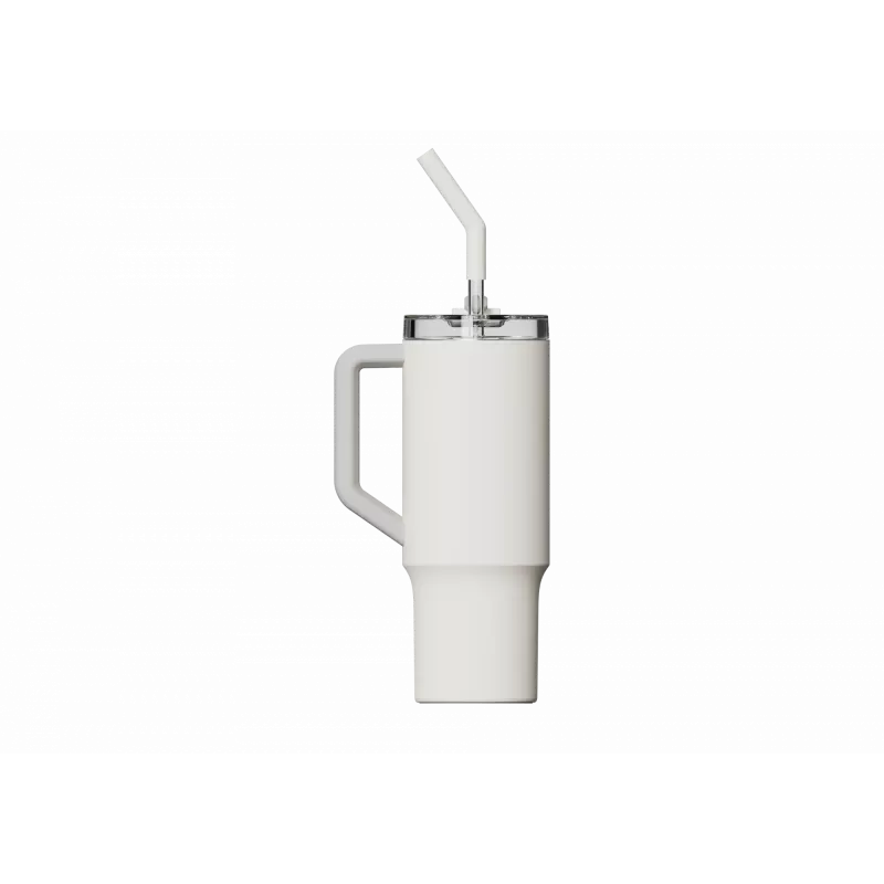 Termo puodelis su šiaudeliu Xiaomi Straw Mug White 1 L — nerūdijančio plieno vidus, sandarus, 240×132×97 mm
