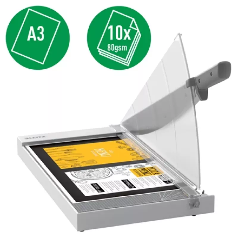 Leitz Precision Home Office popieriaus pjaustytuvas A3, 10 lapų, rankinis prispaudėjas, nerūdijantis plienas, A3, 80 g/m², plienas