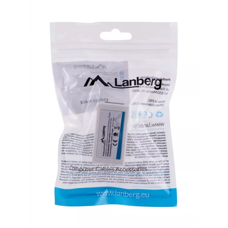 LANBERG jungčių adapteris RJ-45 į RJ-45, moteriška–moteriška, U/UTP Cat5e, baltas
