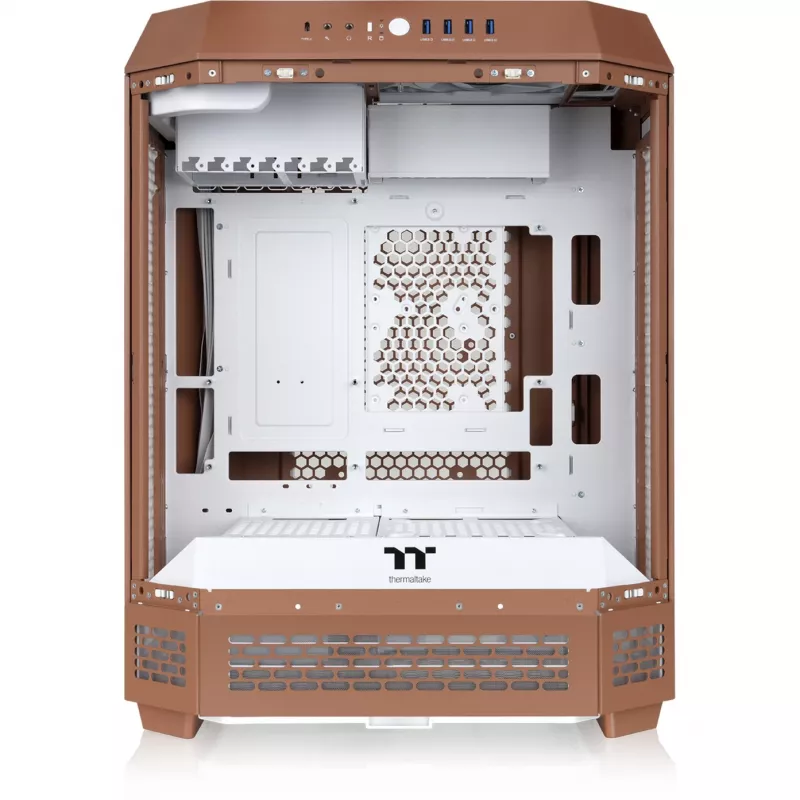 PC korpusas Thermaltake The Tower 600 Midi Tower Mocha — ATX/Micro-ATX/Mini-ITX, grūdintas stiklas, 1x3,5 colio + 2x2,5 colio, 4x USB 3.2