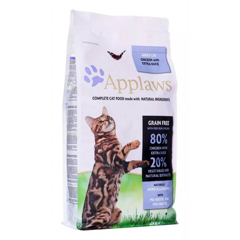 Sausas kačių ėdalas Applaws su vištiena ir antiena 2 kg — grūdų neturintis visavertis ėdalas suaugusioms katėms, 36,5 % baltymų, 16 % riebalų