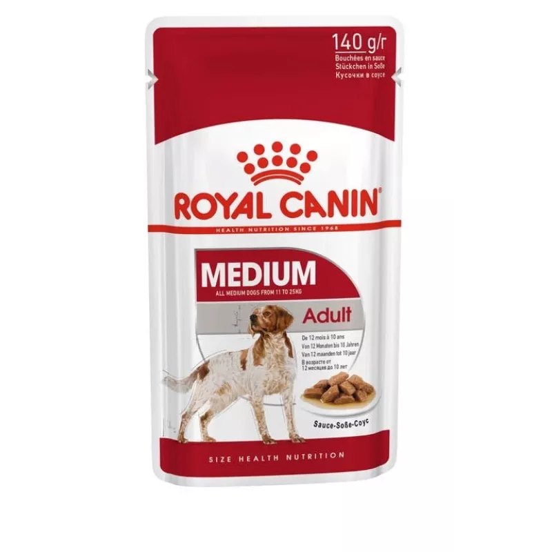 ROYAL CANIN SHN Medium Adult su padažu - drėgnas ėdalas suaugusiems šunims - 10x140g