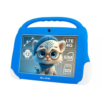 Planšetė BLOW KidsTAB8 8 col. IPS HD Android 12, 1,6 GHz aštuonių branduolių T606, 4 GB RAM, 64 GB, LTE, MicroSD