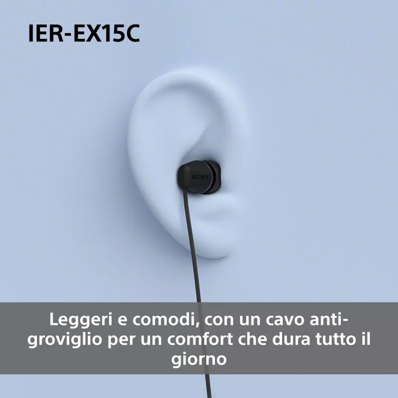 Sony IER-EX15C ausinės su mikrofonu, laidinės, įkūrinės, skambučiams ir muzikai, USB-C, juodos