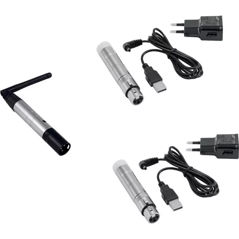 Apšvietimo DMX belaidis rinkinys EUROLITE QuickDMX siųstuvas 1x + imtuvas 2x (AKKU) modelis 20000900