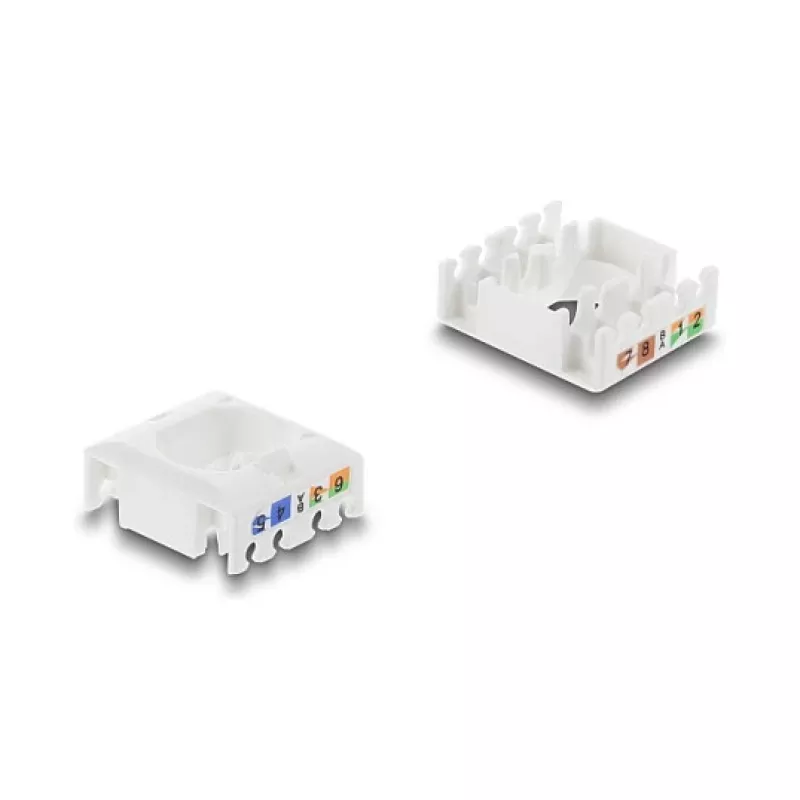 Keystone modulis DELOCK RJ45 į LSA Cat.6 UTP, be įrankių, plokščia konstrukcija, 16,2×28,2×19,4 mm, juoda/baltas