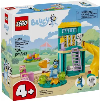 LEGO kaladėlių rinkinys 11201 Žaidimų aikštelės pramogos su Blue ir Chloe – mini figūrėlės, žaidimo scena