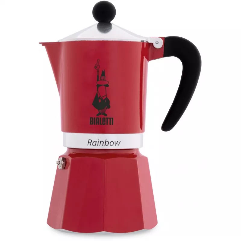 Bialetti viryklės espreso kavos virimo aparatas Rainbow 3 puodeliams raudonas