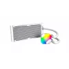 AIO vandens aušintuvas “Montech Hyper Flow ARGB 240 mm” baltas — 240 mm radiatorius, ARGB apšvietimas, balta apdaila