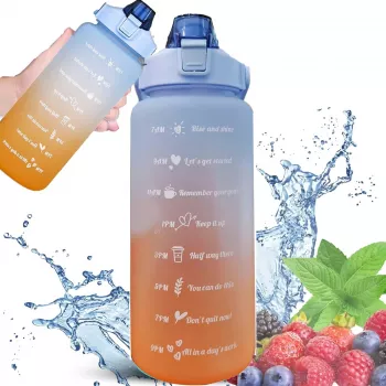 Extralink motyvacinė vandens gertuvė, 2000 ml sportinė gertuvė, mėlyna-oranžinė, BUT-993