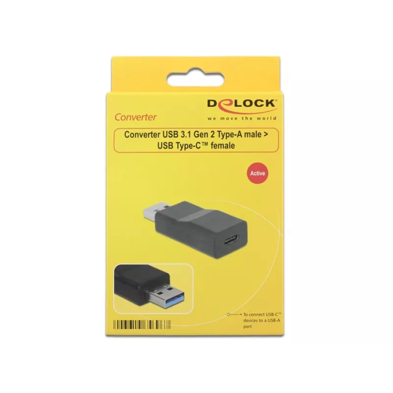 Laido jungčių adapteris DeLOCK 65696 USB 3.1 Gen 2 Type-A į Type-C juodas