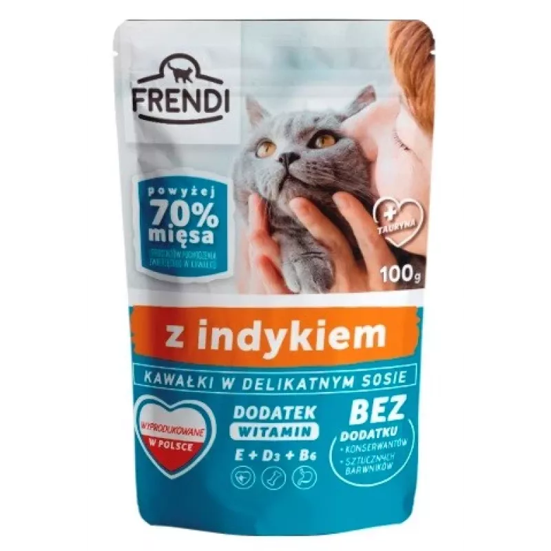 Šlapias kačių maistas Frendi Pieces kalakutienos padaže, 100 g