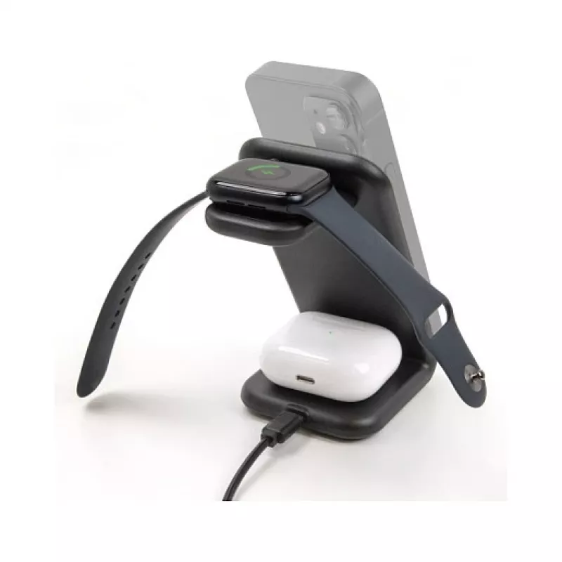 “DELOCK 66941” belaidis 3-in-1 įkroviklis, skirtas išmaniajam telefonui, išmaniajam laikrodžiui ir ausinėms, USB-C, 15 W, vidinis, juodas