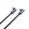 USB-C laidas Unitek C14147ABK01 90°–90° PD 100W 0,5 m, kampuotas į kampuotą, juodas