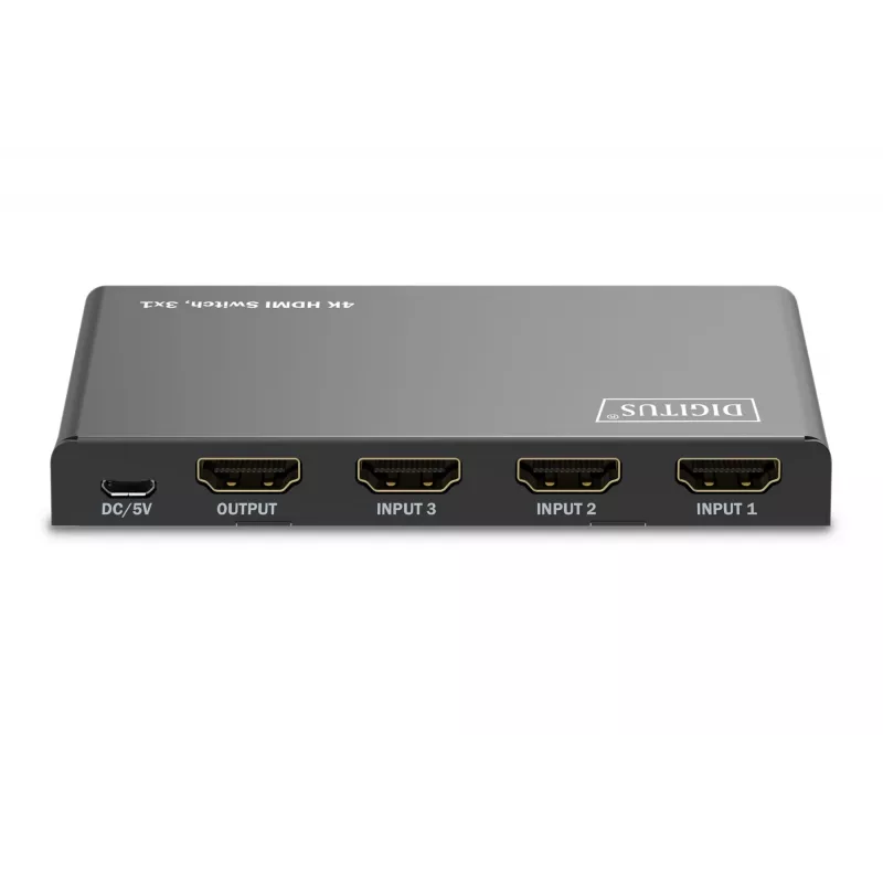 Digitus 4K HDMI jungiklis 3x1, metalinis, juodas, 18 Gbit/s