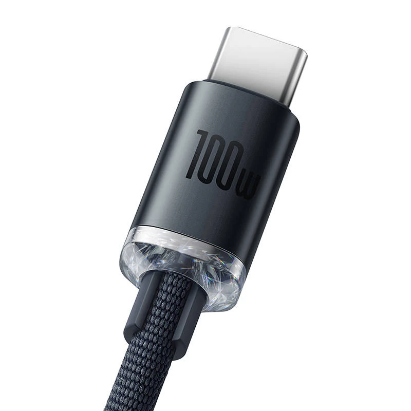 Baseus Crystal Shine laidas USB į USB-C, 100 W, 2 m (juodas)