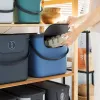 Plastikinis laikymo konteineris rotho Albula 40 L stačiakampis, mėlynas, 40 L talpa, pakabinimo anga, 400×358×340 mm