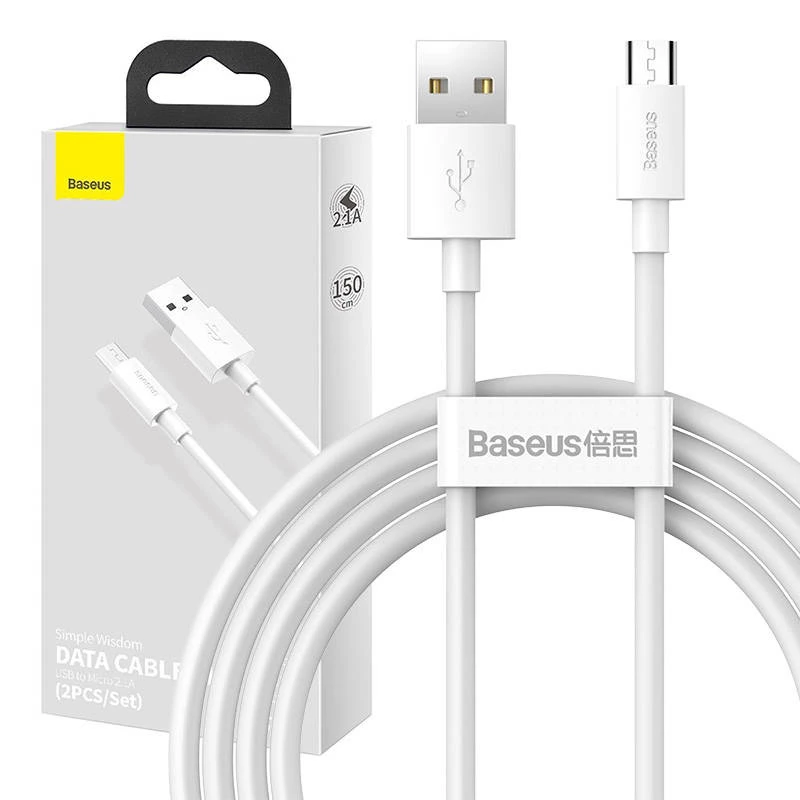 USB A į Micro-USB B kabelis Baseus TZCAMZJ-02 1,5 m Baltas
