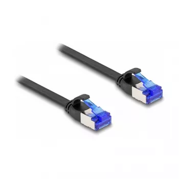 Tinklo kabelis DeLOCK RJ45 plokščias komutacinis kabelis kištukas–kištukas Cat.6A 0,25 m juodas
