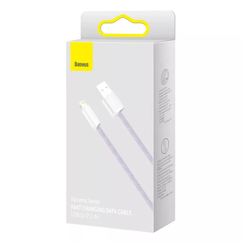 Baseus Dynamic laidas USB į Lightning, 2,4A, 2m (violetinis)