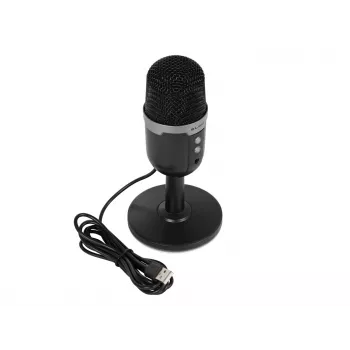 Studijinis mikrofonas BLOW su LED stovu — laidinis USB 2.0, 20–16000 Hz, jautrumas -50 dB, 237 g