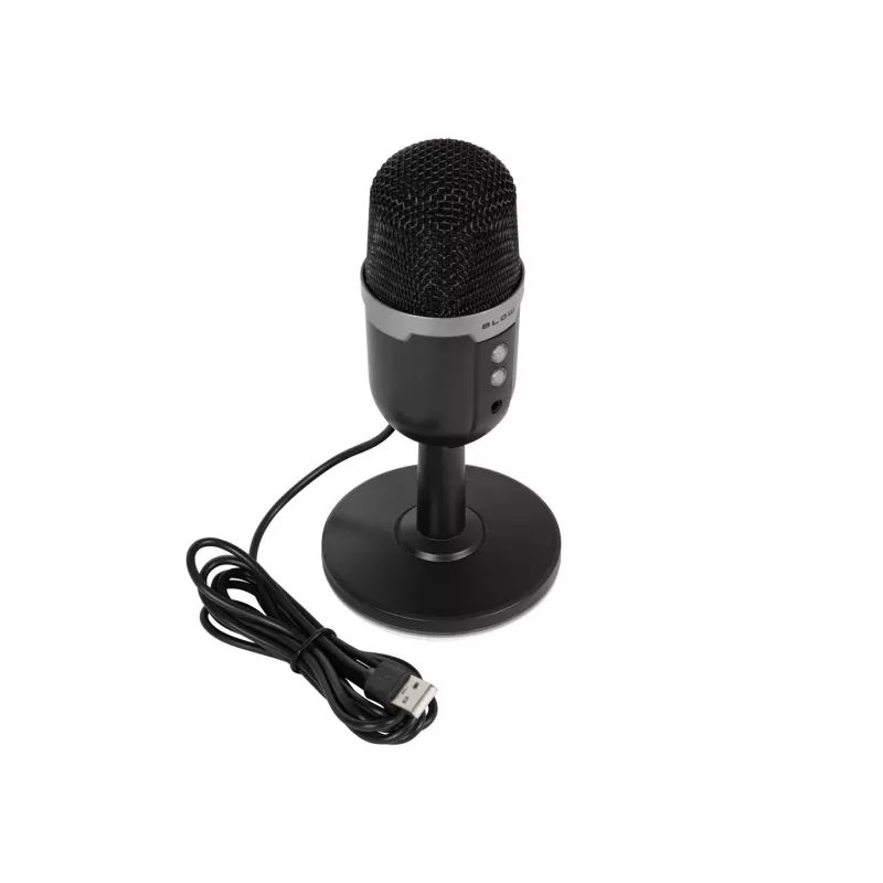 Studijinis mikrofonas BLOW su LED stovu — laidinis USB 2.0, 20–16000 Hz, jautrumas -50 dB, 237 g