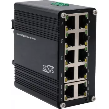 Tinklo komutatorius Exsys EX-62025 10 prievadų 10/100/1000 Mbps, 12–48 VDC maitinimas