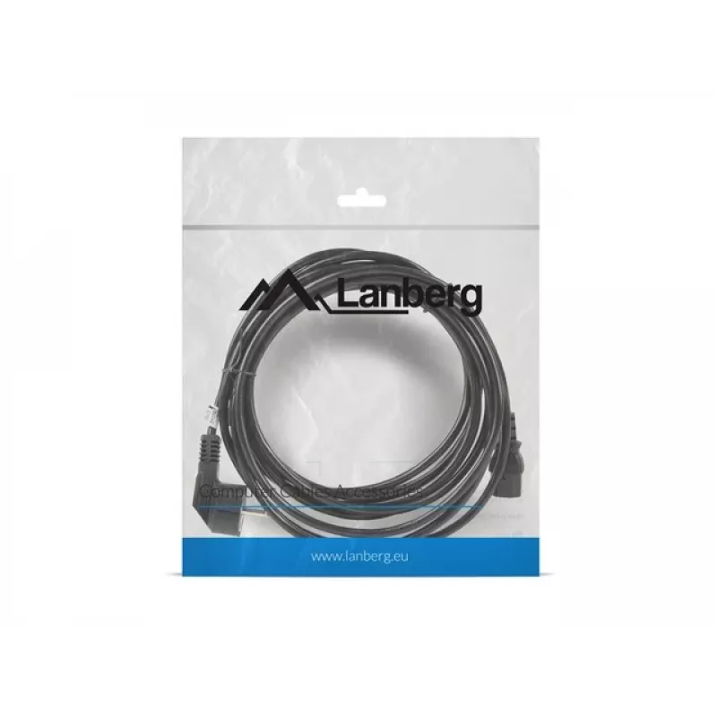 Maitinimo laidas LANBERG CA-C13C-11CC-0050-BK — 5 m, C13 jungtis į CEE7/7, kampuota C13