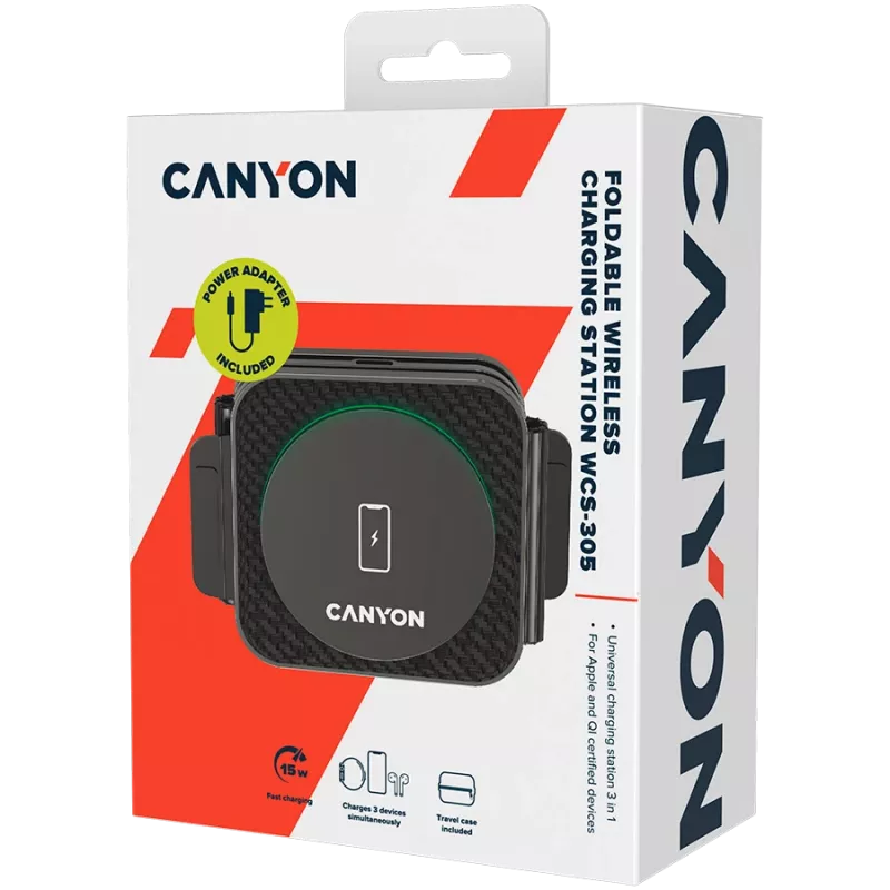 Įkroviklis Canyon WS-305 juodas Greitas įkrovimas Įėjimo įtampa 9/12 V