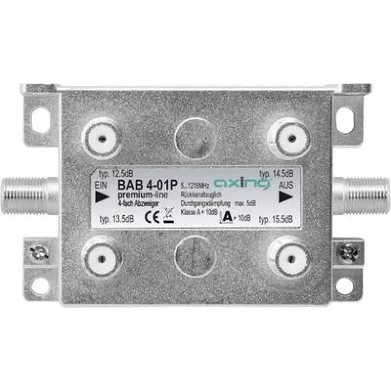 axing BAB 4-01P - kabelių skirstytuvas - 5 - 1218 MHz - pilka - A - F - 93 mm