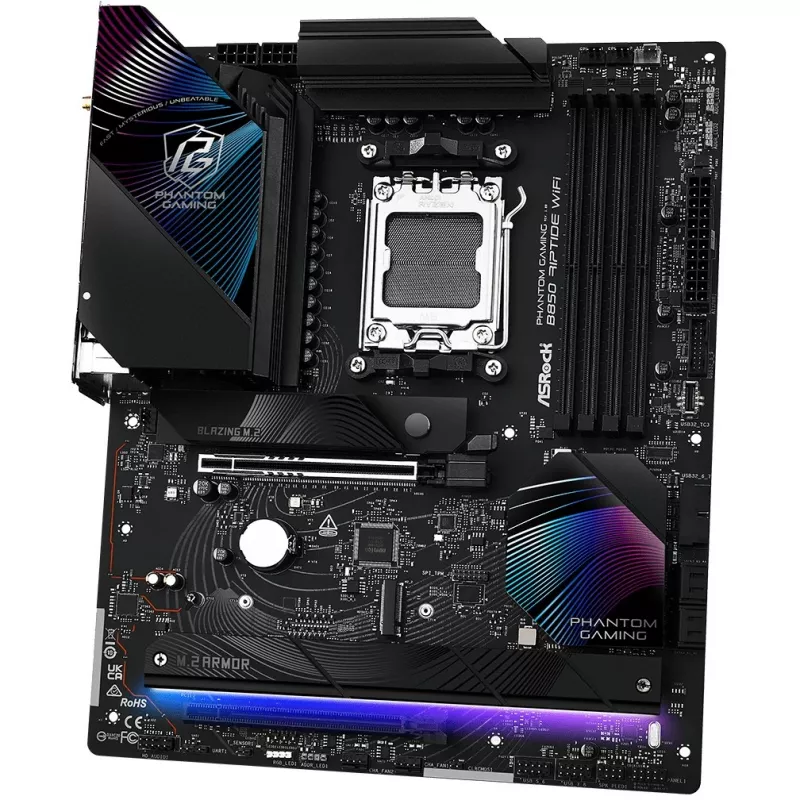 Pagrindinė plokštė ASRock Phantom Gaming B850 Riptide WiFi — AMD B850, Socket AM5, ATX, DDR5, 4x M.2, Wi‑Fi 7, 2.5Gb LAN