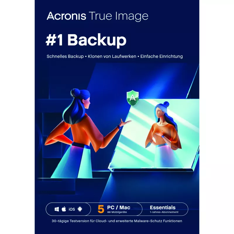 Acronis True Image Essentials - 5 kompiuteriams - 1 metų prenumerata - ESD atsisiuntimas
