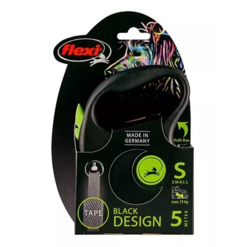 FLEXI Juoda Design S - ištraukiamas pavadėlis - 5 m