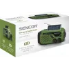 Nešiojamasis FM/AM radijas SENCOR SRD1000SCLGR su Bluetooth, įkrovimas saulės energija/rankine dinama/USB-C, 2000mAh baterija, IPX4, LED lemputės