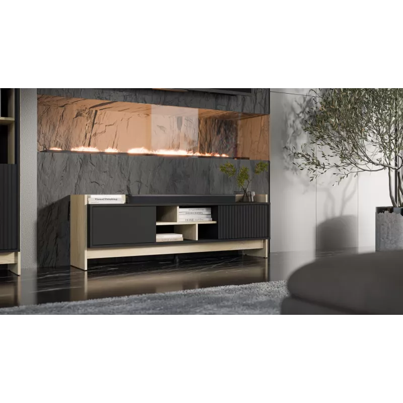 Cama RTV PORTO 2D Spintelė 150x38x50 ąžuolas/juodas