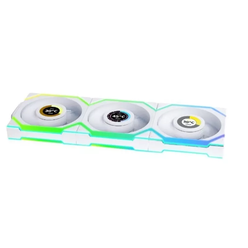 Ventiliatorius Lian Li UNI FAN SL Wireless LCD 120 12 cm Baltas 3 vnt.