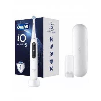 Oral B IO5 elektrinis dantų šepetėlis su dėklu Quite White 1 vnt.