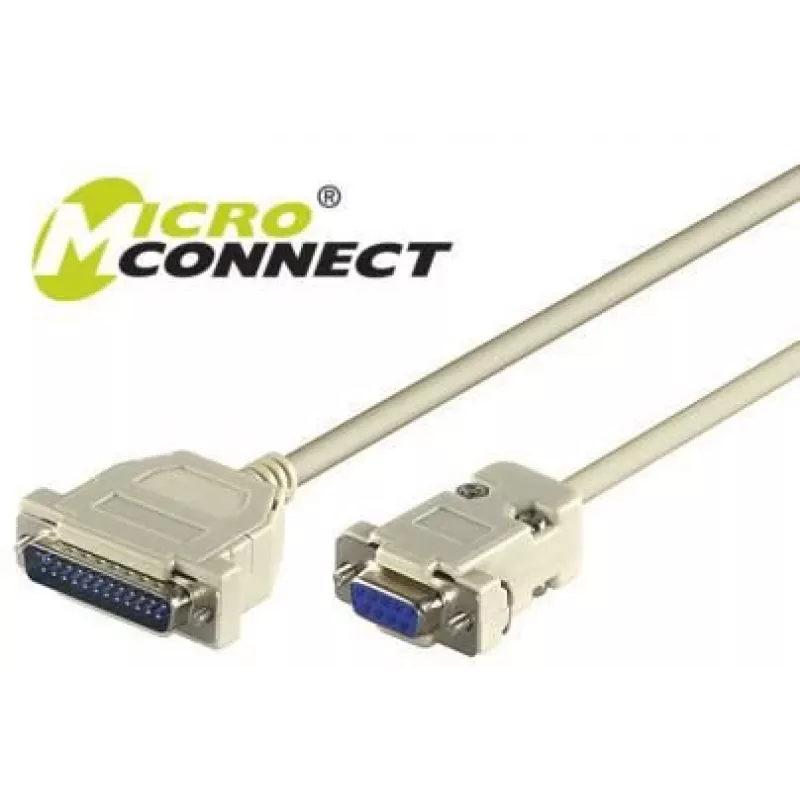 Microconnect IBM029 serijinis laidas, pilkas, 3 m, DB-9, DB-25