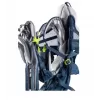 Vaikiška nešynė kuprinė DEUTER Kid Comfort Active — mėlyna, poliamidas, iki 22 kg, skėtis nuo saulės, kojų atrama, VariQuick, Lite Air