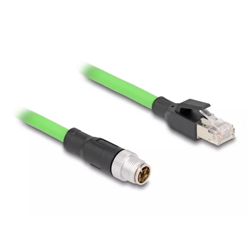DeLOCK M12 kabelis X koduotas 8 kontaktų kištukas į RJ45 kištuką PUR (TPU) 1 m