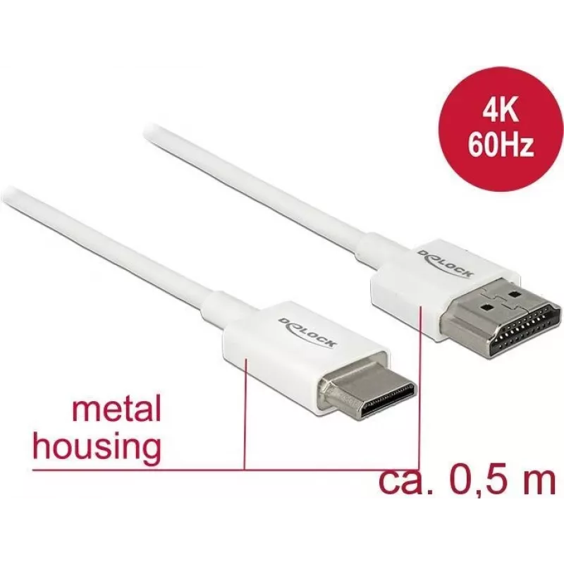 HDMI laidas DeLOCK 85141 0,5 m HDMI Type A Type C Baltas
