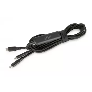 DIGITUS USB-C 2-in-1 įkrovimo laidas 140W, USB-C į 2×USB-C, 1,8 m, USB 2.0, juodas