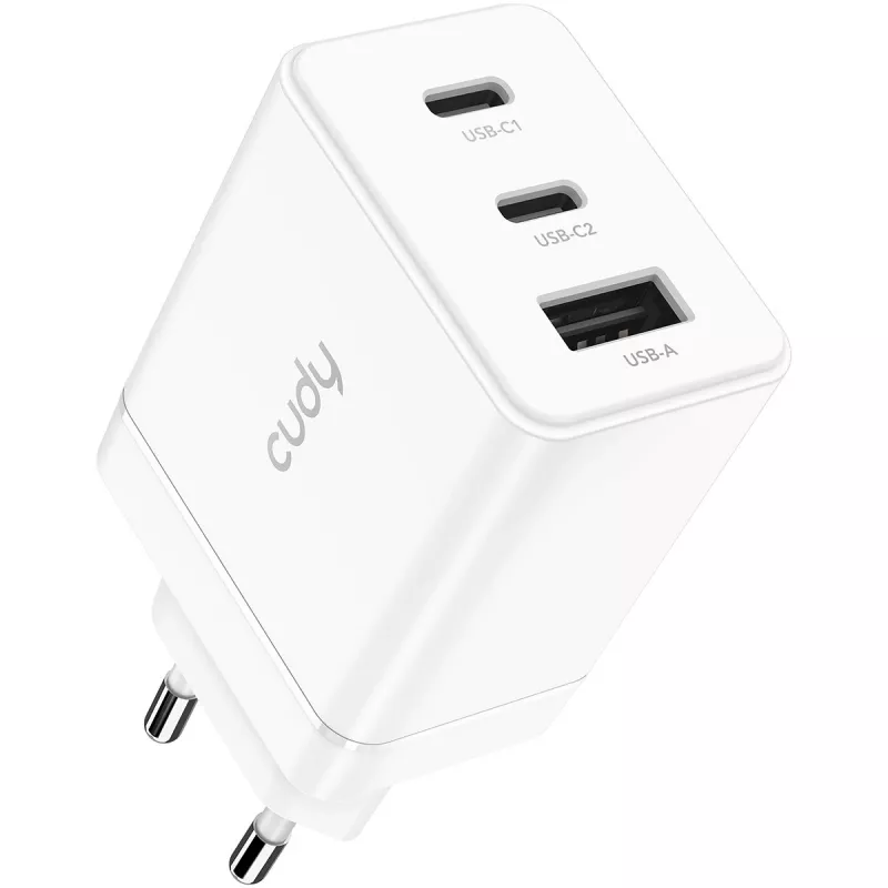 USB-C įkroviklis Cudy CH67 3 prievadų 67W su EU kištuku