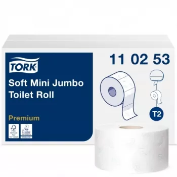 Tualetinis popierius Tork PREMIUM MINI JUMBO T2 110253, 2 sl., 9,7 cm x 170 m, baltas, 12 vnt.