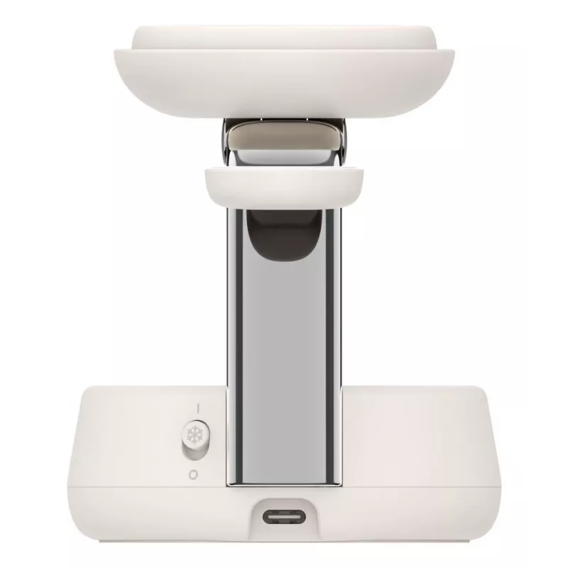 Belaidis USB įkroviklis Belkin Qi2 WIZ040KQSD — 25 W, USB maitinimas, 1,5 m laidas, baltas, skirtas išmaniajam telefonui, išmaniajam laikrodžiui, ausinėms, kūno rengybos stebėjimo prietaisui