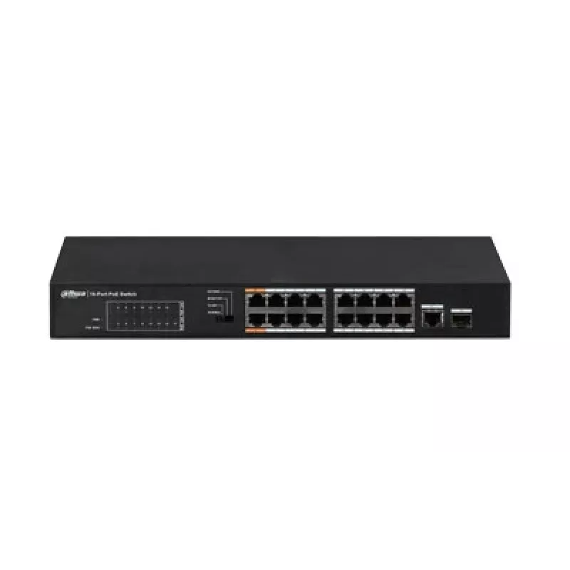 Dahua Technology PFS3117-16ET-135 tinklo komutatorius Nevaldomas L2 Fast Ethernet (10/100) Power over Ethernet (PoE) Juodas