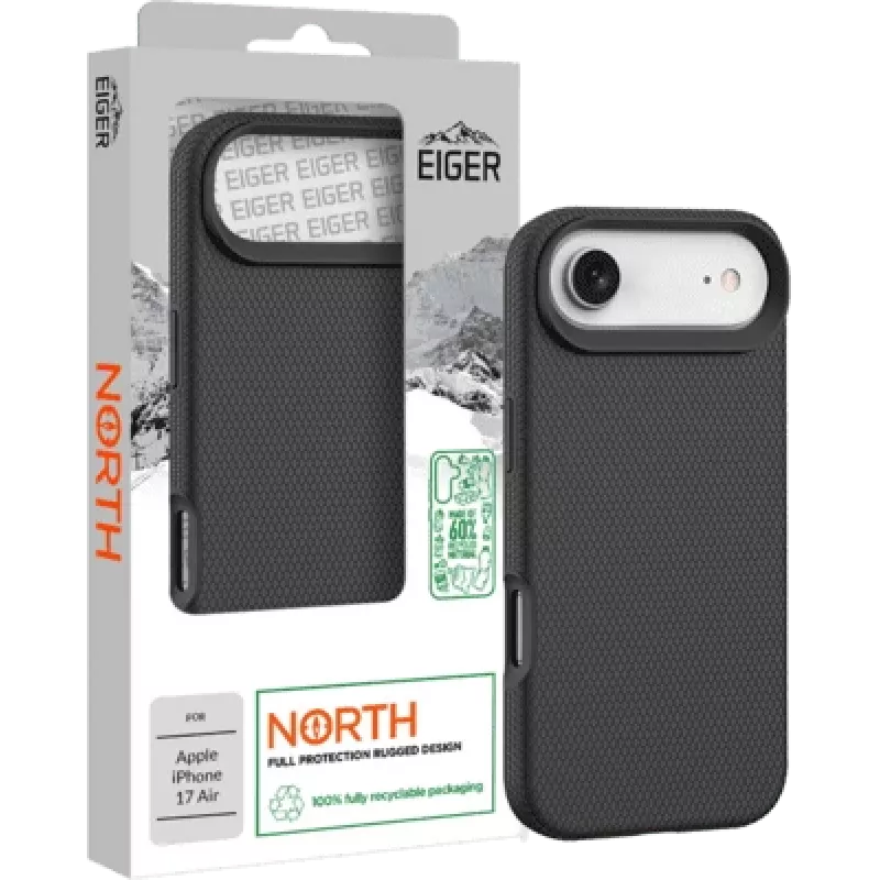 Apsauginis telefono dėklas Eiger, skirtas iPhone 17 Air — modelis EGCA00897, juodas, plonas