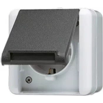 Kištukinis lizdas CEE 7/3 Jung 820 W — IP44 termoplastinis korpusas, 250 V 16 A, juoda/baltas