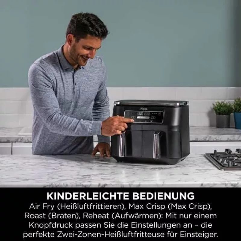 Ninja AF200EU keptuvė Dviguba 7,6 L Atskira 2400 W Karšto oro gruzdintuvė Juoda